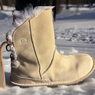Sorel Malina Women s 10 Tan  Suede Waterproof Fur Lined Insulated Winter Boots