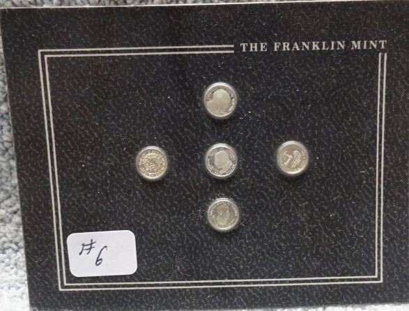 Vintage - FRANKLIN MINT - SILVER Miniature COIN Lot #6- 5 Diff