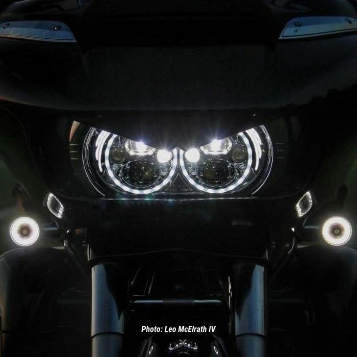 Faro LED TruBEAM negro personalizado Dynamics Plug n Play Harley Road Glide 15-Up Foto 3 de 4