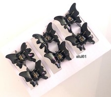 Hair Claw Clamps Clips Grips 6 Black Brown Butterfly Mini Small Accessories