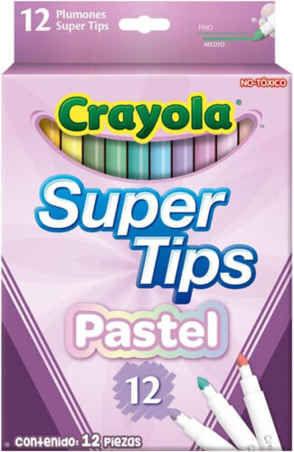 CRAYOLA Pastel SuperTips Washable Markers - Assorted 12 Count (Pack of 1)  - Afbeelding 1 van 4