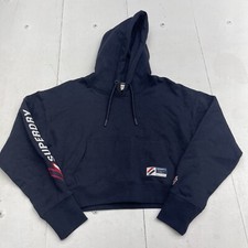 Superdry Black Graphic Boxy Pullover Hooded Sweatshirt Women  s Size 10