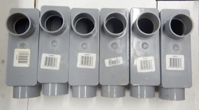 (6) Carlon E986G 1-1/4'' PVC LB Conduit Body with Cover & Gasket New