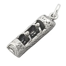 Water Tree Log Flume Boat Ride 3D 925 Solid Sterling Silver Charm MADE IN USA