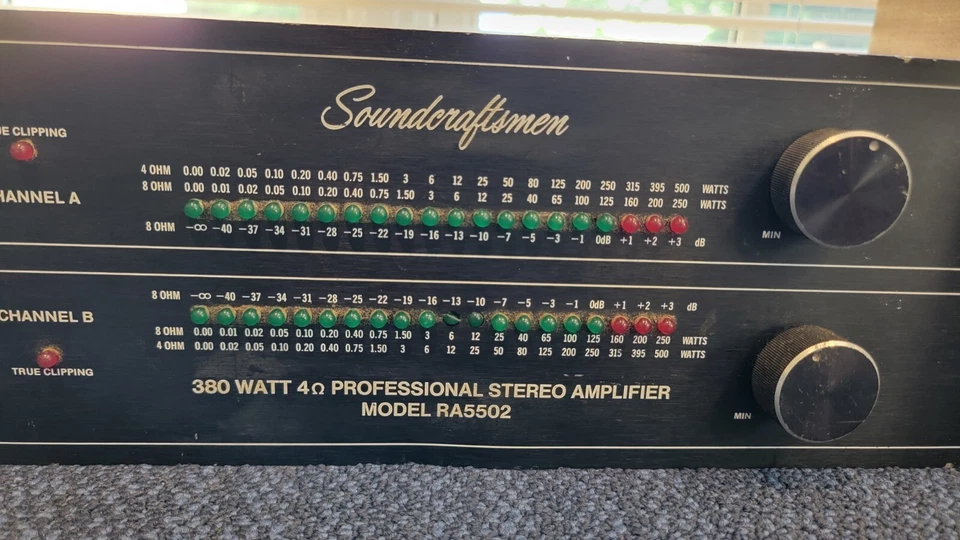 Amplificador de Potencia Soundcraftsmen RA5502 380 Vatios | Audio Pro Vintage Funciona | Leer Foto 4 de 4