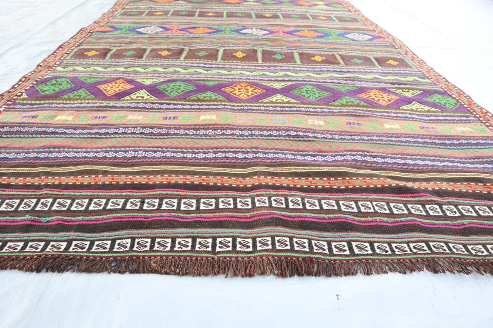 One Of a Kind Antique Rug 5x8 ft, Afghan Handwoven Rug, Geometric Flatweave Rug - Image 3 of 4