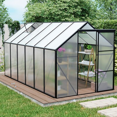 #ad 6x12 FT Polycarbonate Greenhouse with Sliding Door and Aluminum Frame for Garden $389.99