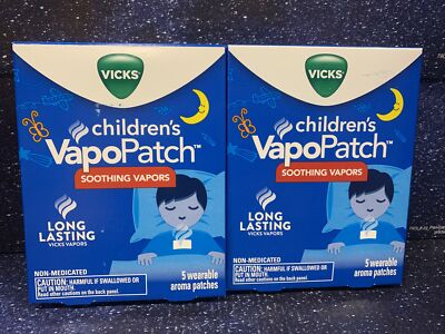 2X-Vicks Children's VapoPatch Soothing Vapors 5 Wearable Aroma Patches Long Last