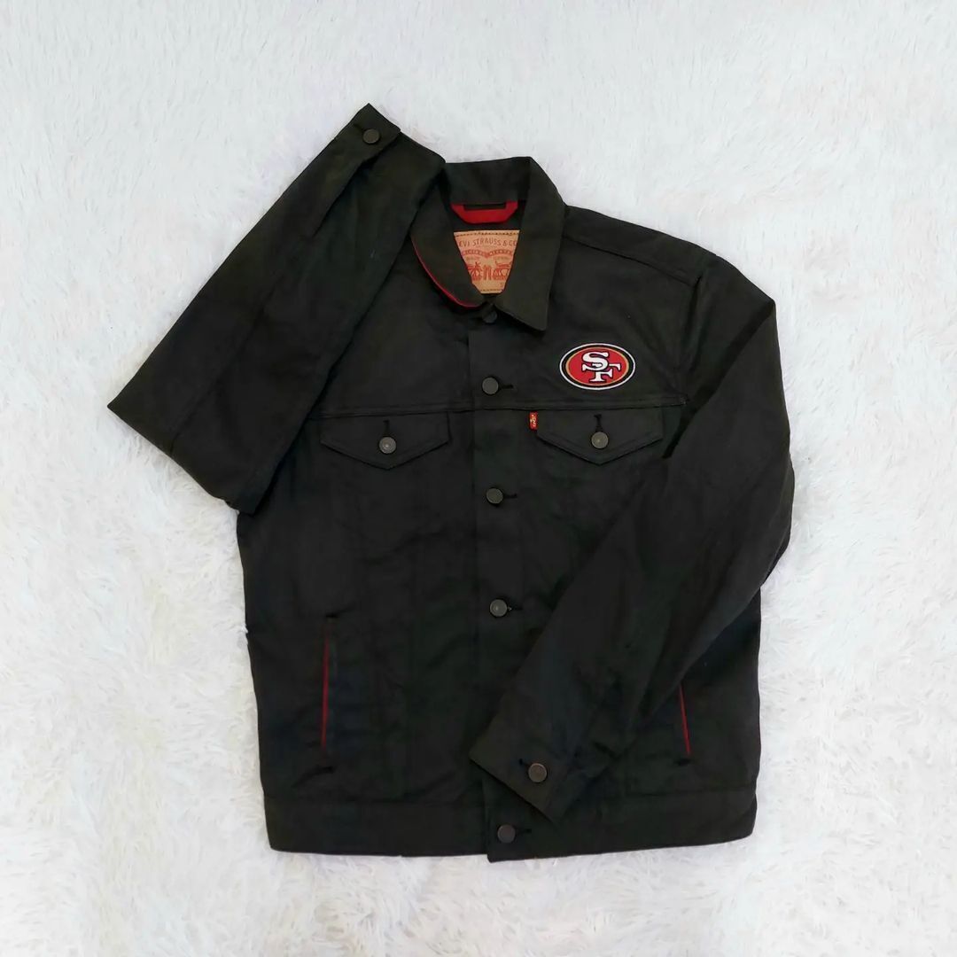 Levis San Francisco 49ers Levi's Black Twill Trucker Button Levis San Francisco 49ers Levi's Black Twill Trucker Button