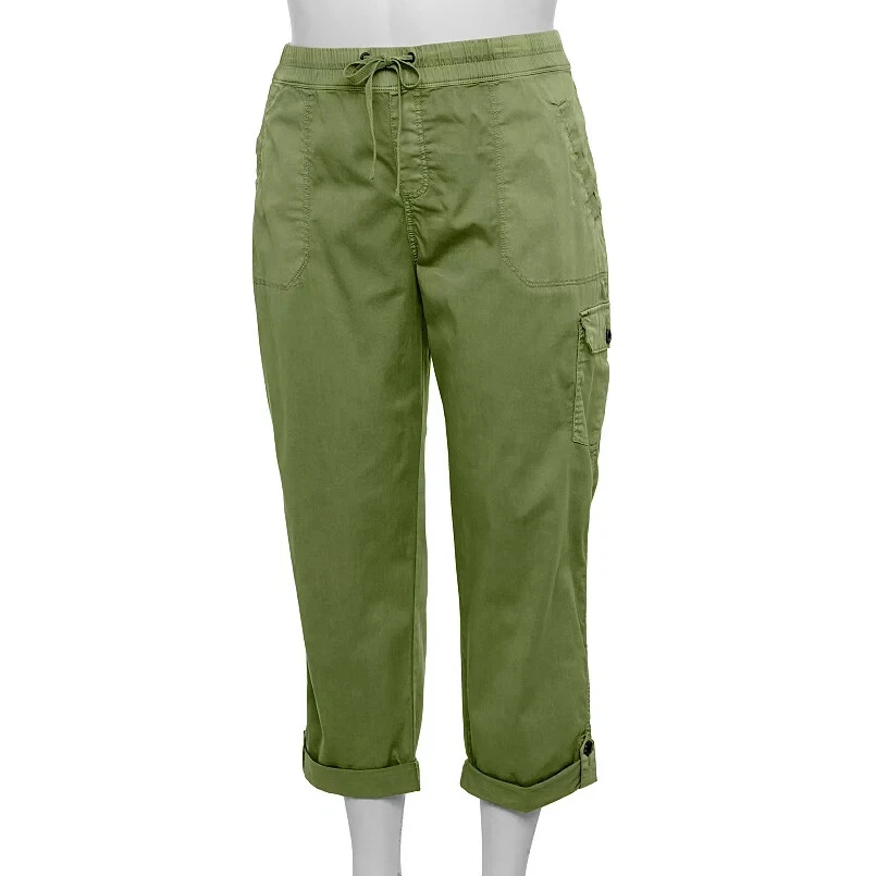 NWT Plus Sz 26W Sydney Olive Sonoma Comfort Waist Utility Capri Pants