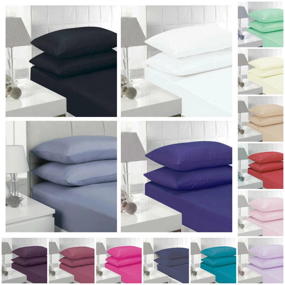 EXTRA DEEP FITTED SHEETS 16”/40 CM NON IRON SINGLE DOUBLE KING SUPER KING PILLOW