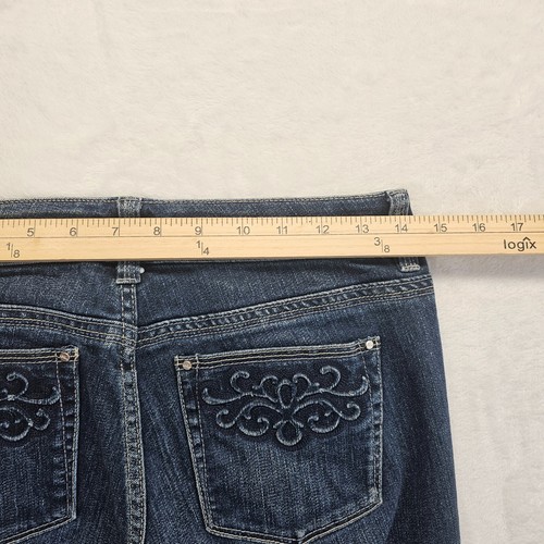 White House Black Market Blanc Jeans Womens Sz 2 Cuffed Crop Low Rise Blue WHBM - Imagen 7 de 10