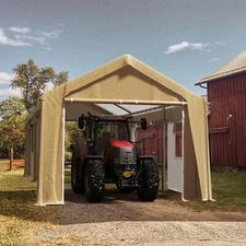 13'x20' Carport Canopy Heavy Duty Outdoor Garage Shed w/4 Roll-Up Doors &Windows