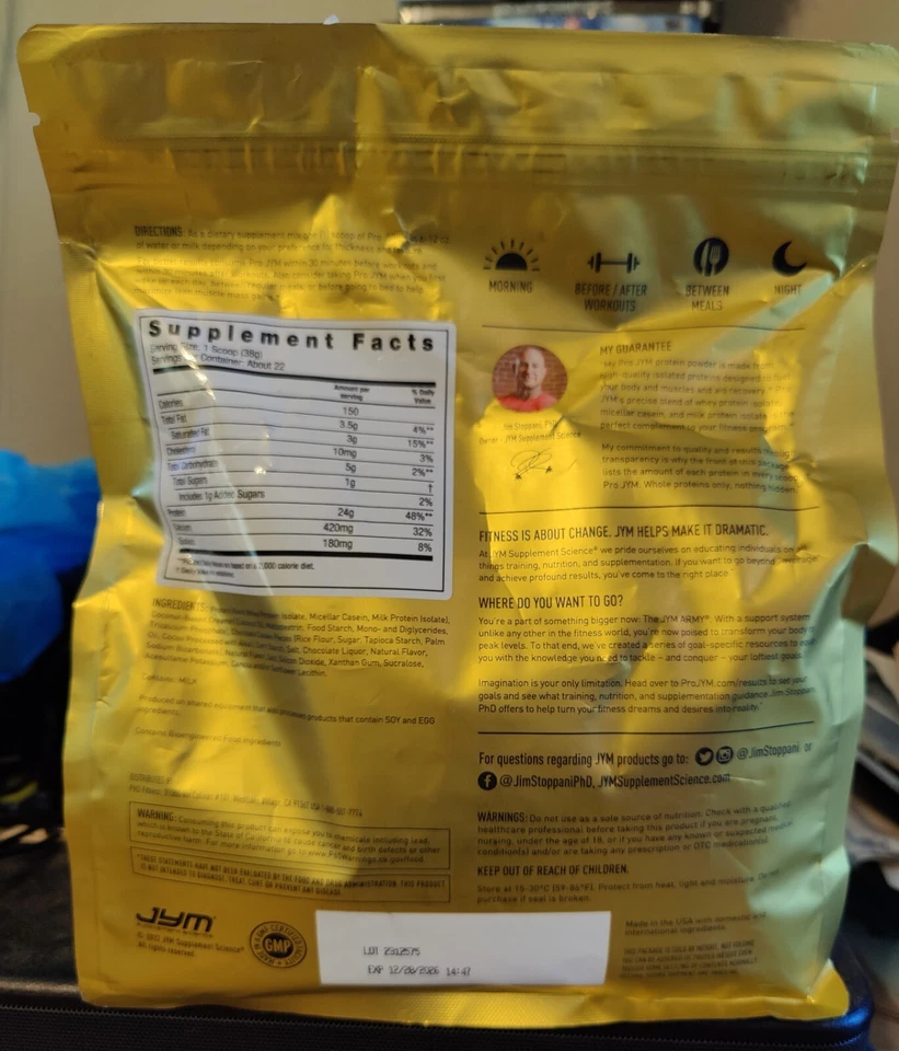 PRO JYM 22 Servings - Ultra Premium Protein Blend , Cookies & Cream 1.8 lbs. - Image 2 of 4