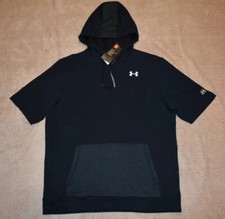 Under Armour Men's Bullpen Short Sleeve Hoodie 1317284 001 Black NWT