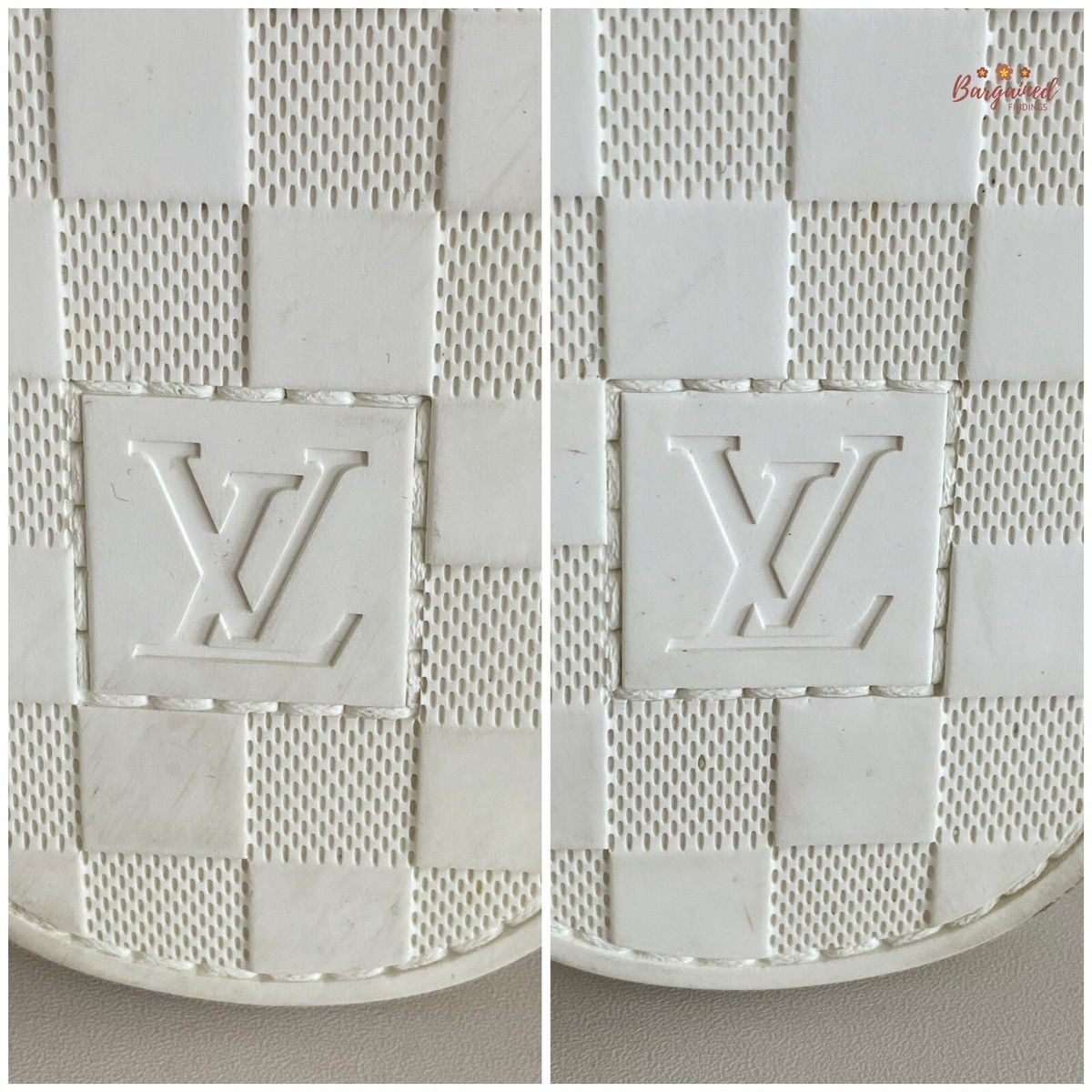 Authentic Louis Vuitton Ivory Damier Line Rubber Flat Flip  display picture 3