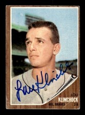LOU KLIMCHOCK SIGNED 1968 TOPPS #259 MILWAUKEE BRAVES ON-CARD AUTO
