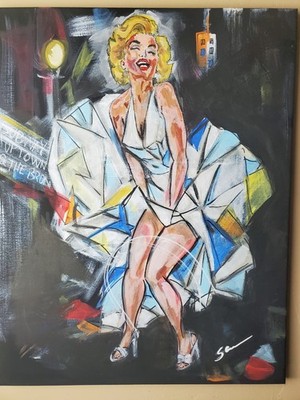Original Marilyn Monroe Acrylic Painting 16x20 Textured Pop Art Hollywood Wall A