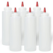 Condiment Squeeze Bottles 16oz Wide Mouth Empty Squeeze Bottle Set 6 Pack