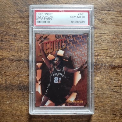 1997-98 Topps Finest #101 Tim Duncan RC Rookie w/ Coating - PSA 10 GEM MINT