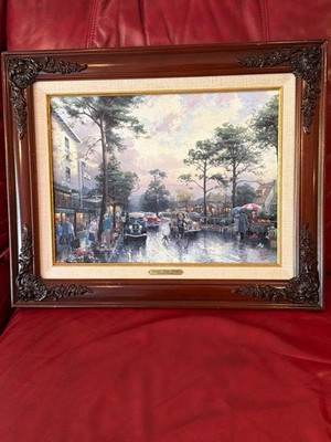 Rare Thomas Kinkade Carmel Ocean Avenue on a Rainy Afternoon Canvas COA #1-1997
