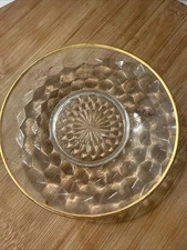 JEANETTE GLASS CUBE CUBIST UNDERPLATE GOLD TRIM