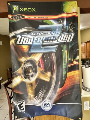 #ad Need for Speed: Underground 2 5ft Flag Microsoft XBOX 2004 Poster EA Games NFS $30.00