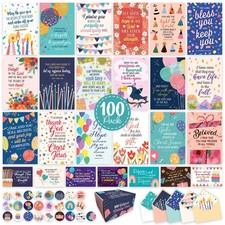 Decorably 100 Pack 4x6in Box of Christian Birthday Cards Bulk with 4x6 inches