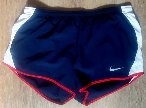Nike Dri Fit Running Active Shorts WOM L Navy, Red,White Mesh White Swoosh