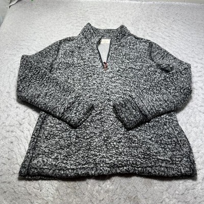 Weatherproof Sherpa Sweatshirt Gray Lined 1/4 Zip Fleece Mens Size Large L