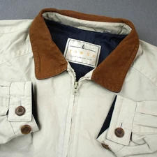 Towne London Fog Barn Chore Bomber Jacket Brown Collar Full Zip Pockets Mens L