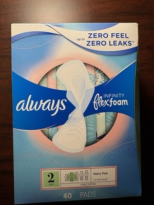 Always Infinity FlexFoam Heavy Flow Pads with Flexi-Wings Unscented Size 2 40 ct