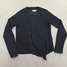 Madewell Shirt Womens XXS Blue Ribbed Knit Long Sleeve Crewneck Tie Hem Casual