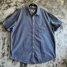 The Foundry Shirt Blue Checkered Plaid Button Up Long Sleeve Men 2XLT Tall