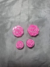 Handmade Resin Bright Pink Rose Magnets Set O...