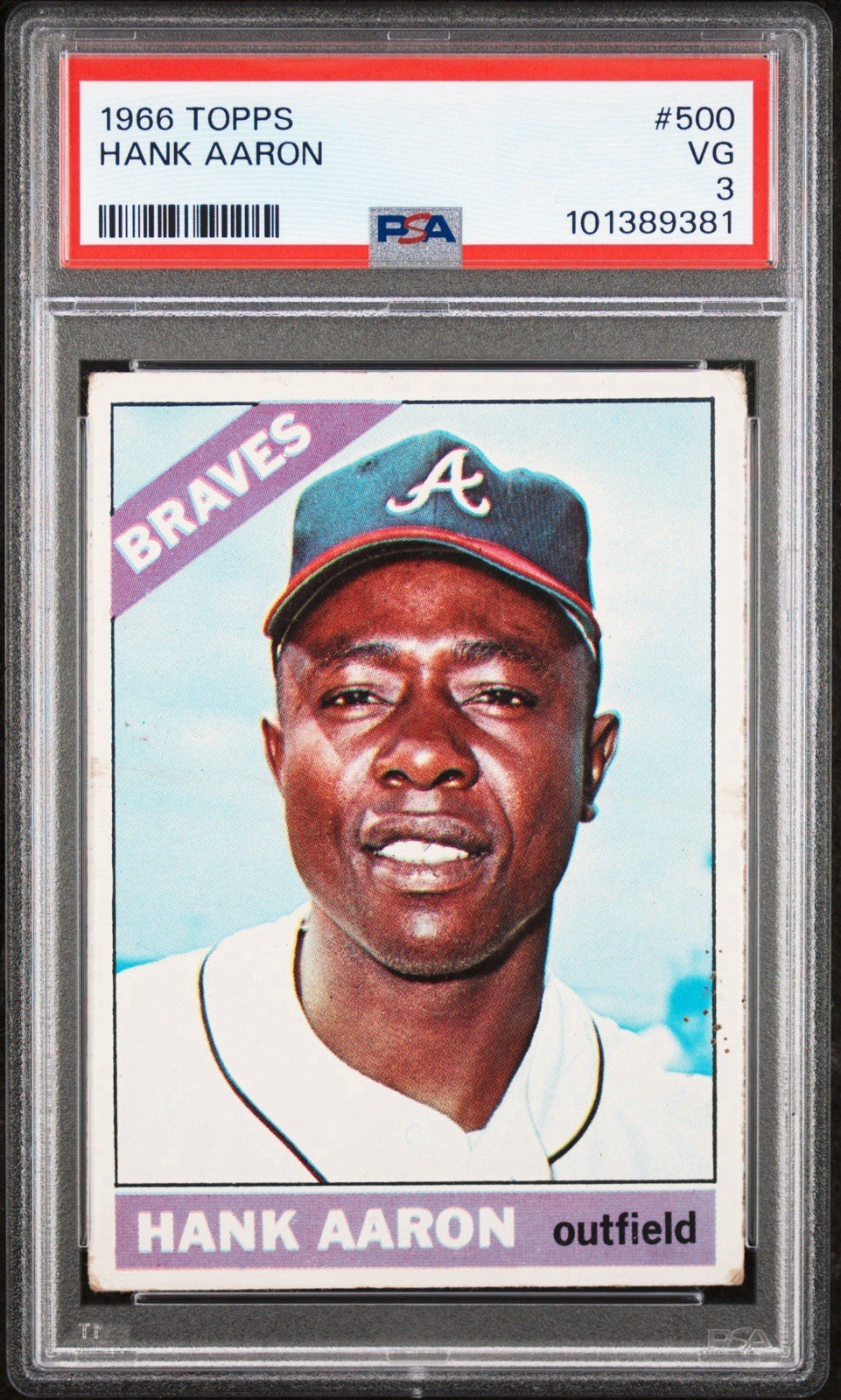 1966 Topps Hank Aaron #500 PSA 3 VG Centered New PSA Label