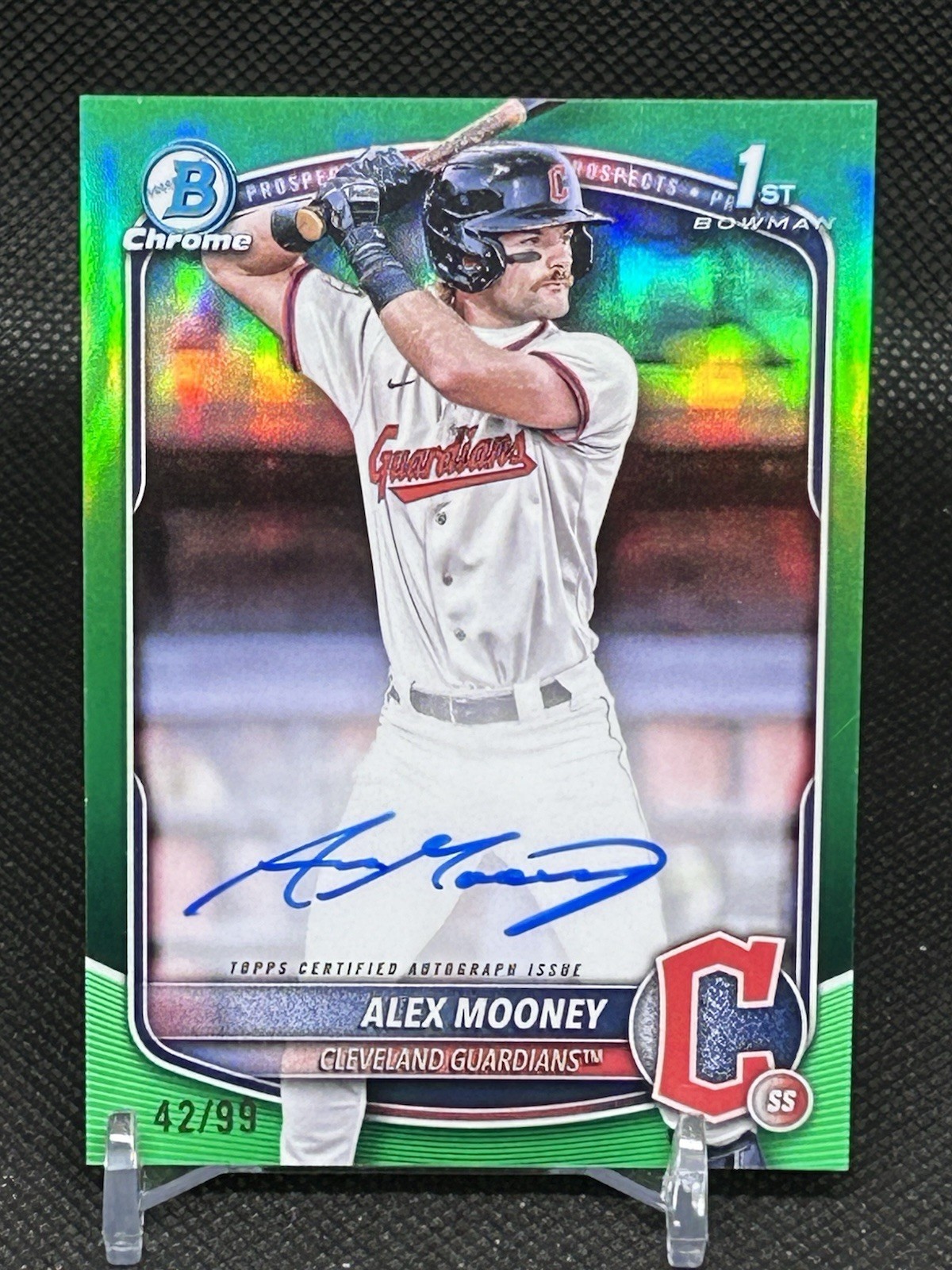 Alex Mooney 2025 Bowman Chrome 1st TRUE Green Refractor Auto /99 CPA-AM Guardian