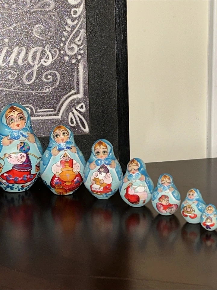 Muñeca de anidación Matryoshka rusa It’s Tea Time Samovar - 15 piezas firmada Foto 4 de 4