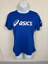 Image of Asics Womens Running T Shirt Top Size M Blue Short Sleeve Athletic Gym New