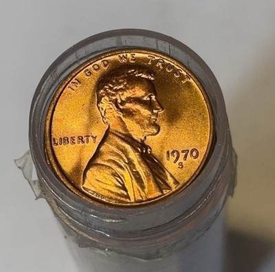 1970 S GEM BU  REDLincoln Memorial Cent Coin Roll. Exceptional Quality!!!