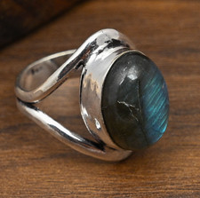Wondeful Labradorite Gemstone Handmade 925 Solid Sterling Silver Ring Jewelry