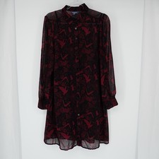 ModCloth Black Cat Print Bat Shirt Dress Slip Underlay Witchy Gothic Medium Goth