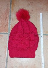 Pudelmütze, Damen, Mütze rot, mit Angora Anteil, Echtfellbommel