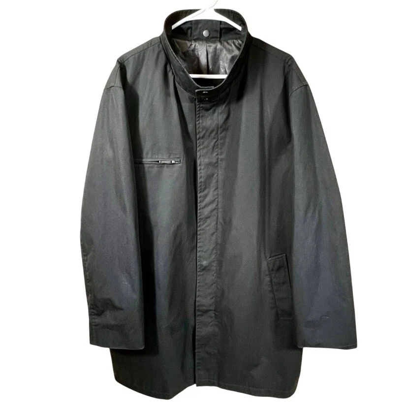 Murphy & Hartelius Black Aviator Trench Coat Mens Size L/Tall Jacket