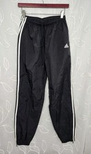 Vtg 90s Adidas Black Windbreaker Track Pants Mens Medium 3-Stripe Mesh Lined