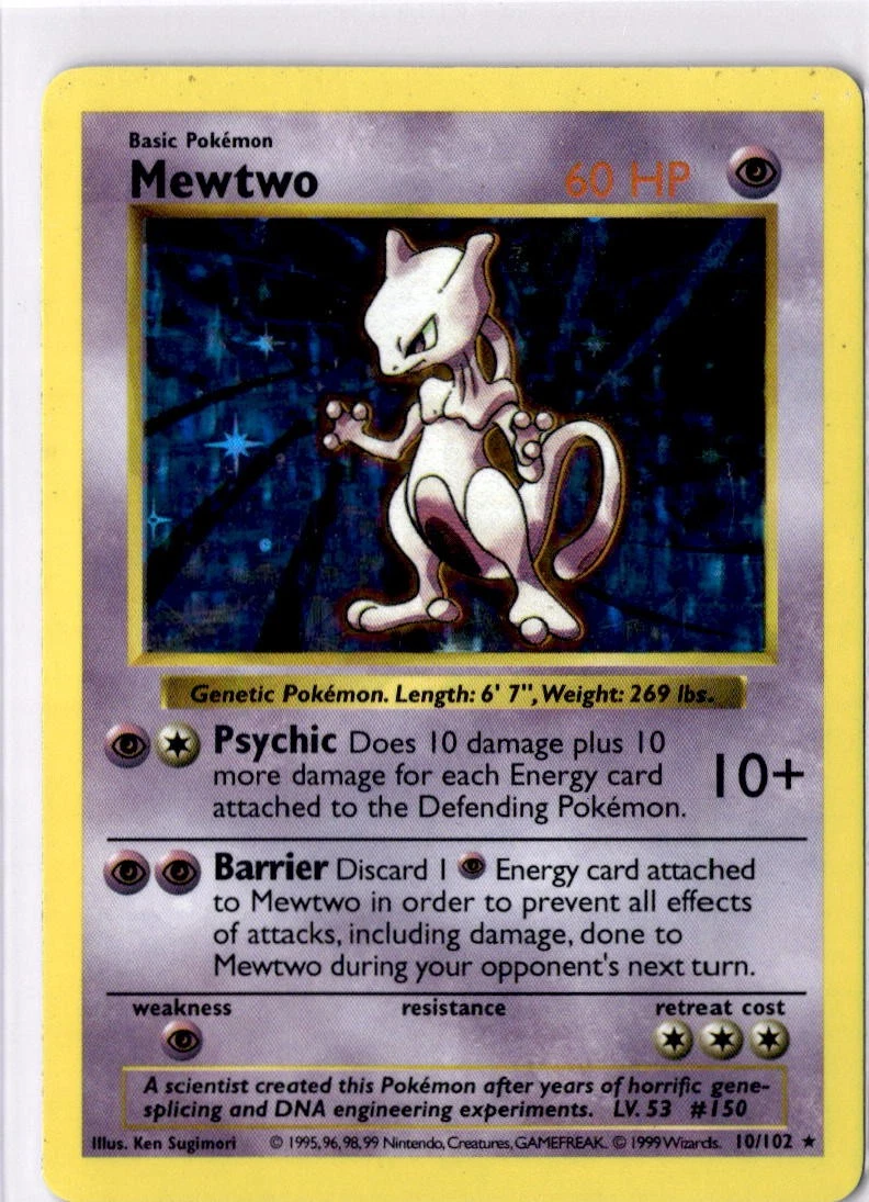Mewtwo Pokémon TCG Shadowless Individual Collectible Card Game