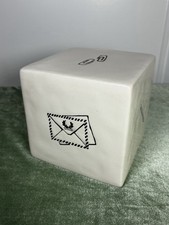 Rae Dunn Magenta M Stamped Desk Cube Paperweight RARE