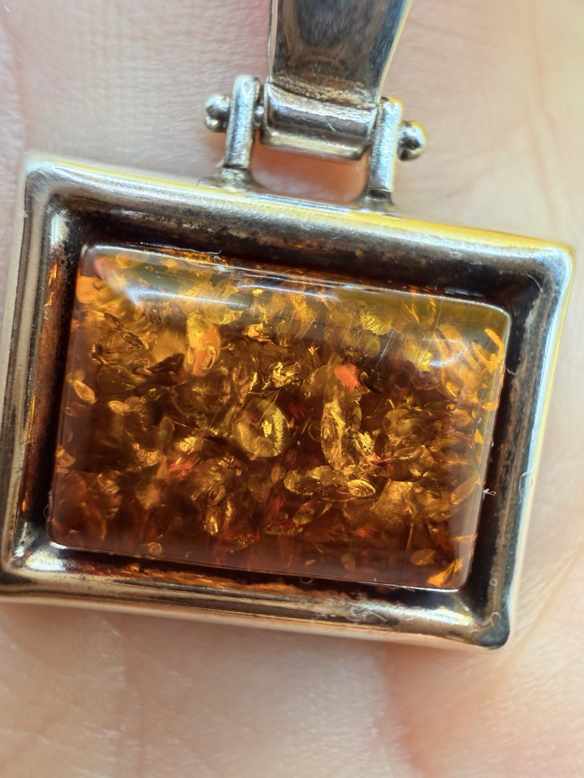 sterling silver pendant set with a genuine Baltic amber stone#152 image 3
