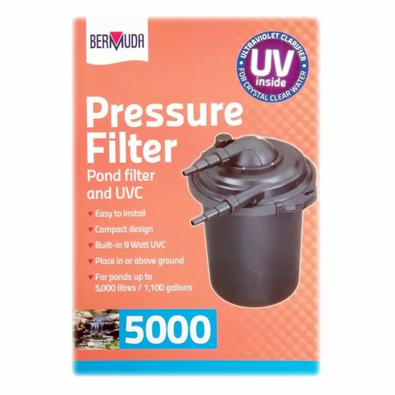 BERMUDA PRESSURE FILTER 5000 ULTRAVIOLET CLARIFIER POND WATER UV UVC 9W WATT