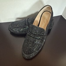 Betsey Johnson Aron Loafers Black Glass Rhinestone Sparkle Glitter Size 6.5